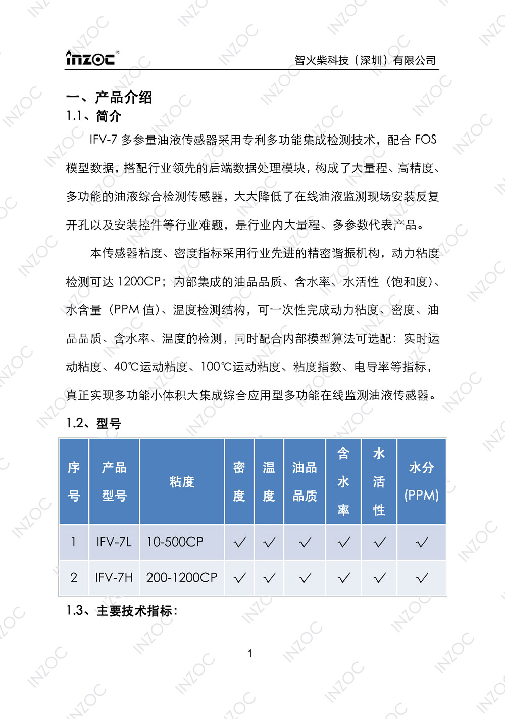 七合一多參量油液傳(chuan) 感器IFV-7